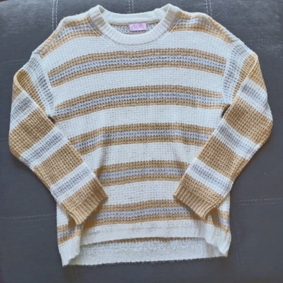 Pink Lily Tops - LIKE NEW Brown Striped Sweater